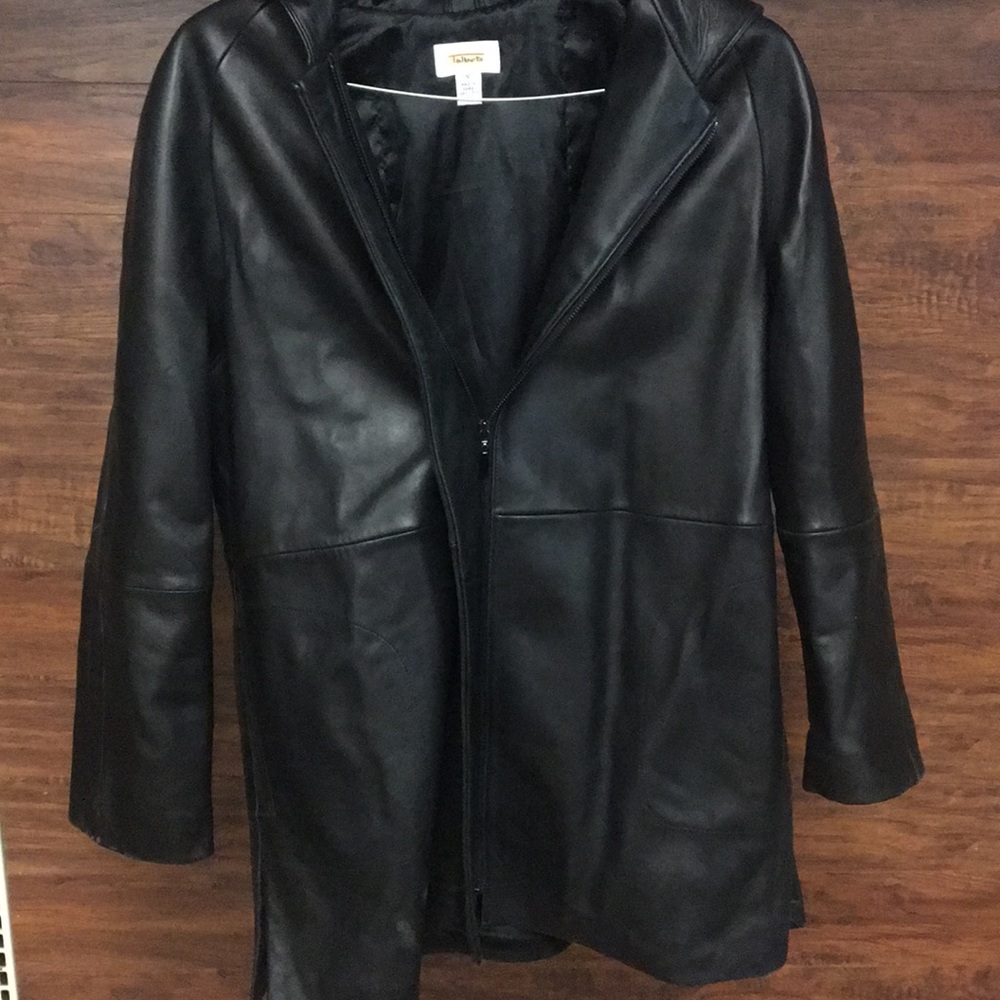 Leather Hooded Coat